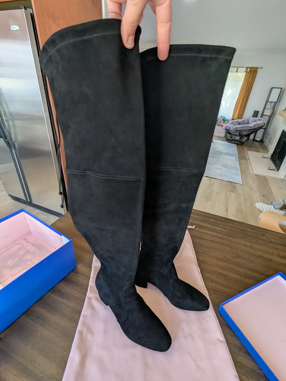Stuart Weitzman Irena Over-the-Knee OTK Suede, Black Suede Boots, Size 9.5 B EUC